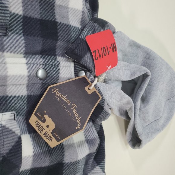 Freedom Foundry Hooded Flannel Boys Size Medium Gray - Picture 2 of 3
